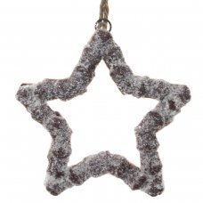 Χριστουγεννιάτικη Ξύλινο Αστέρι, Χιονισμένο (14cm)